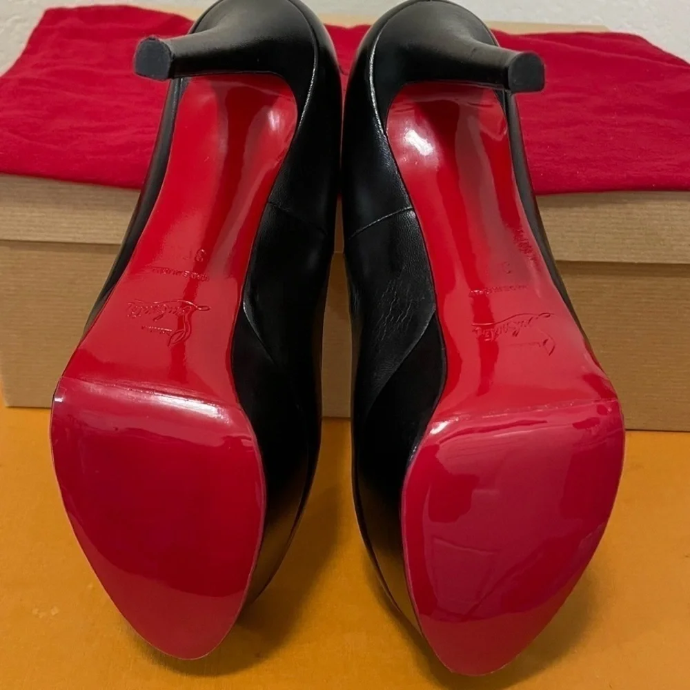 Christian Louboutin Bianca 120mm platform pumps Napa black leather. EU 37